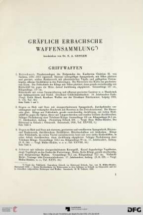 Gräflich Erbachsche Waffensammlung (Nr. 1-65)