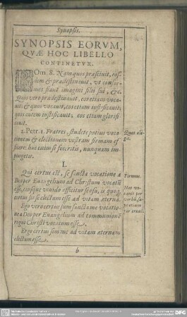 Synopsis Eorum, Quae Hoc Libello Continetur