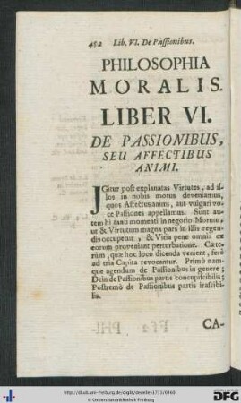 Liber VI. De Passionibus, Seu Affectibus Animi.