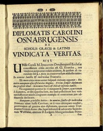 Diplomatis Carolini Osnabrugensis de ...
