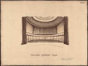 Staatstheater Kassel: (Lichtpause von Inv.Nr. 35792): Perspektivische Ansicht Zuschauerraum, Oberrang abgetrennt