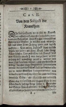 Cap. II. Von dem Subject der Kranckheit.