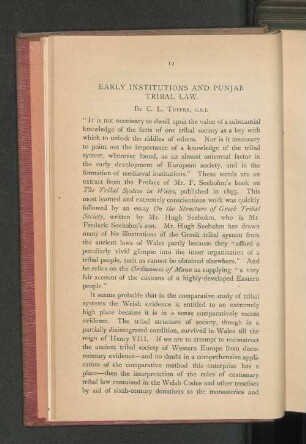 Early Institutions and Punjab Tribal Law.