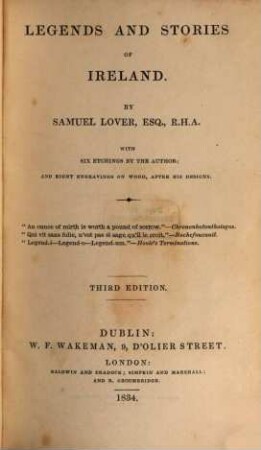 Legends and stories of Ireland, 1. - XXIV, 264 S. : 6 Ill.