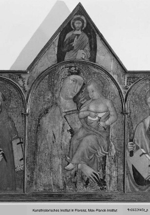 Polyptychon mit Maria und Kind und vier Heiligen