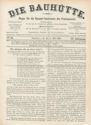 No. 12. Frankfurt a. M., den 21. März 1914. 57. Jahrgang.