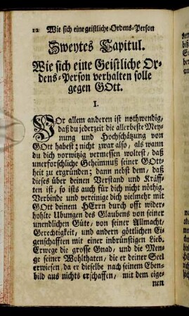 Zweytes Capitul. Wie sich eine Geistliche Ordens-Person verhalten solle gegen Gott.