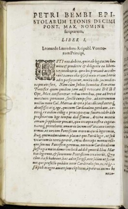 Petri Bembi Epistolarum Leonis Decimi Pont, Max. Nomine scriptarum.