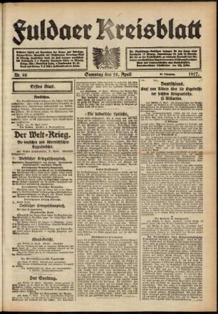 Erste Ausgabe vom Samstag, den 28. April 1917.
