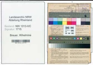 Entnazifizierung Wihelmine Breuer , geb. 10.09.1915 (Schneiderin)