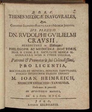Theses Medicae Inaugurales