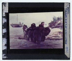 Repin, Wolgatreidler, eine Furt durchwatend (Бурлаки идущие вброд), 1872
