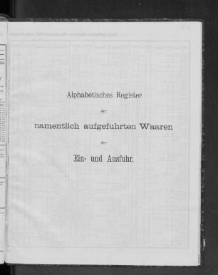 Alphabetisches Verzeichnis der namentlich ausgeführten Waaren der Ein- und Ausfuhr.
