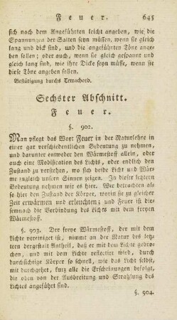 Sechster Abschnitt. Feuer