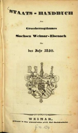 Staatshandbuch für das Großherzogtum Sachsen. 1840, 1840