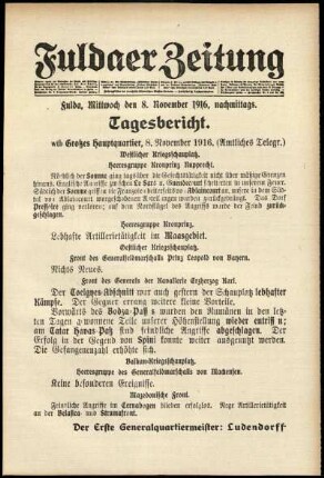 Ausgabe vom Mittwoch, den 08. November 1916.
