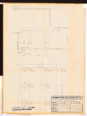 Reichsluftfahrtministerium, Berlin: Saalbau, Vorbau (Ausmauerung): Schnitt, Grundriss 1:20