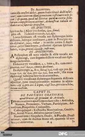 Caput II. De Partibus Orationis. apud Græcos, & primùm de Articulo.