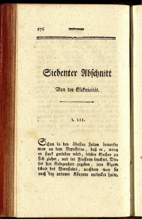 Siebenter Abschnitt Von der Elektricität.