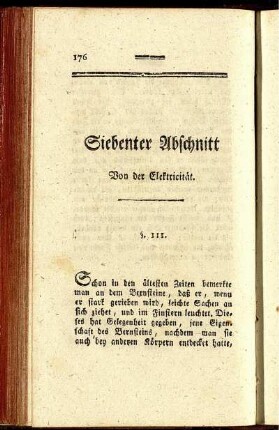 Siebenter Abschnitt Von der Elektricität.