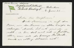 Brief von Rudolf Kayser an Gerhart Hauptmann