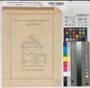 Münster (Münster) Wohnhaus Ulrichstraße Schnitt 1924 1 : 100 29 x 19 Zeichnung Westfälische Heimstätte Wohnungsgesellschaft Münsterland