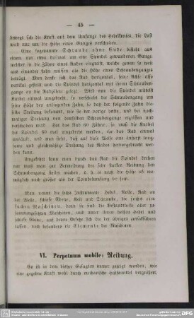 VI. Peretuum mobile; Reibung