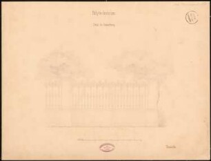 Polytechnikum, Berlin Schinkelwettbewerb 1860: Ansicht eines Abschnittes der Grundstücksumwehrung, Maßstabsleiste