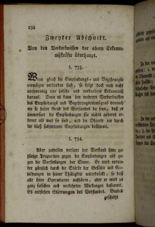 Zweyter Abschnitt. Von den Verderbnissen der obern Erkenntnißkräfte überhaupt.