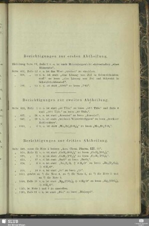Berichtigungen zur ersten Abtheilung