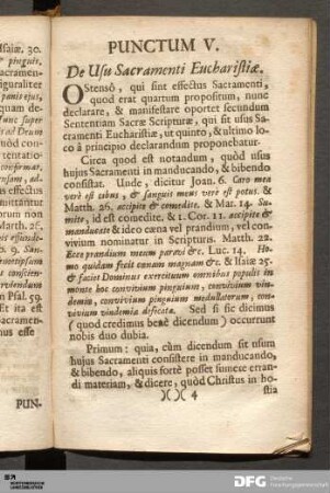 Punctum V. De Usu Sacramenti Eucharistiæ.