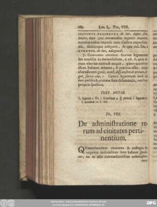 Tit. VIII. De administratione rerum ad civitates pertinentium.