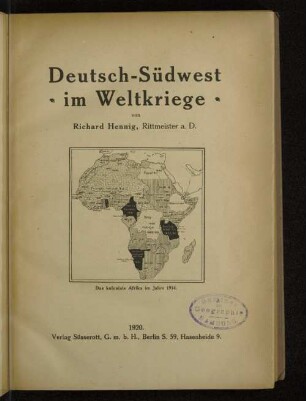 Deutsch-Südwest im Weltkriege