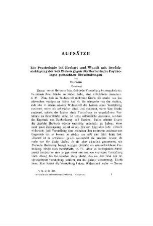 Die Psychologie bei Herbart und Wundt mit Berücksichtigung der von Ziehen gegen die Herbartsche Psychologie gemachten Einwendungen : (Fortsetzung)