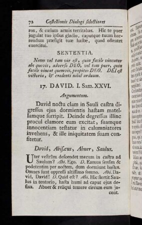 72-85, 17. David. I. Sam. XXVI. - 20. Elias. I. Reg. XVIII.