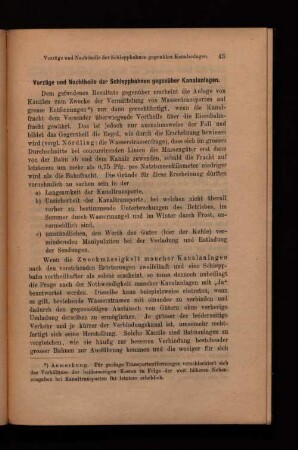 Vorzüge und Nachtheile der Schleppbahnen gegenüber Kanalanlagen.