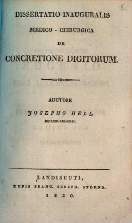 De concretione digitorum : Dissertatio inauguralis medico-chirurgica