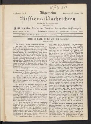 No. 1. 10. Februar 1915