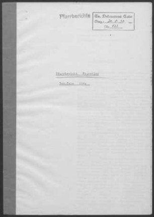Neuweiler (Lkr. Calw) mit Hofstett und Agenbach: Pfarrbericht 1940