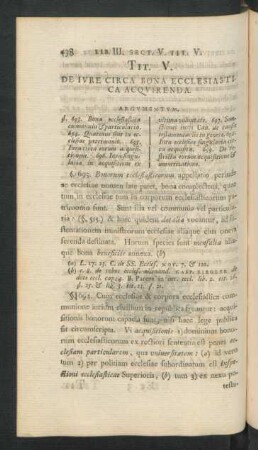 Tit V. De Iure Circa Bona Ecclesiastica Acquirenda
