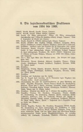 II. Die sozialdemokratischen Fraktionen von 1884 bis 1908