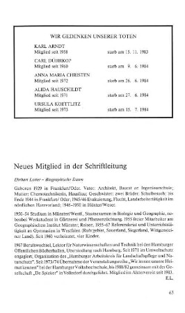 Neues Mitglied der Schriftleitung