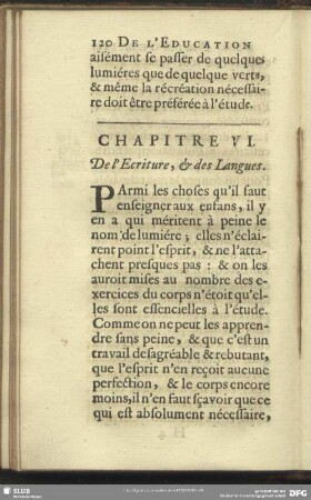 Chapitre VI. De l´ Ecriture, & des Langues
