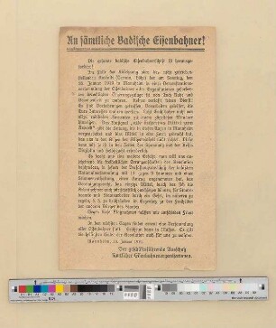 Flugblätter der Zentrale für Heimatdienst, Berlin, sowie verschiedener Parteien und Gruppierungen aus Baden, z. T. mit Anmerkungen Wirths