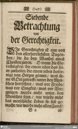 Siebende Betrachtung von der Gerechtigkeit
