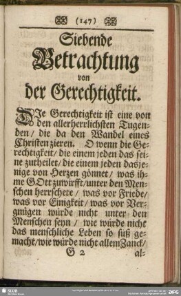 Siebende Betrachtung von der Gerechtigkeit