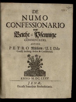 De Numo Confessionario : Commentatio = vom Beicht-Pfennige