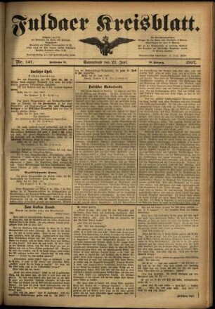 Erste Ausgabe vom Samstag, den 22. Juni 1907.