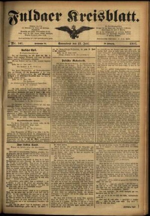 Erste Ausgabe vom Samstag, den 22. Juni 1907.