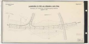 Plan der Biggetalsperre Zum Projekt gehörend: Gustav Allinger, Biggetalsperre, Kreis Olpe: Lageplan vom Ruhrtalsperrenverein: Landstraße von Attendorn nach Olpe,Abzweigung und Unterführung Ortsverbindungsweg Hanemicke 1:250
